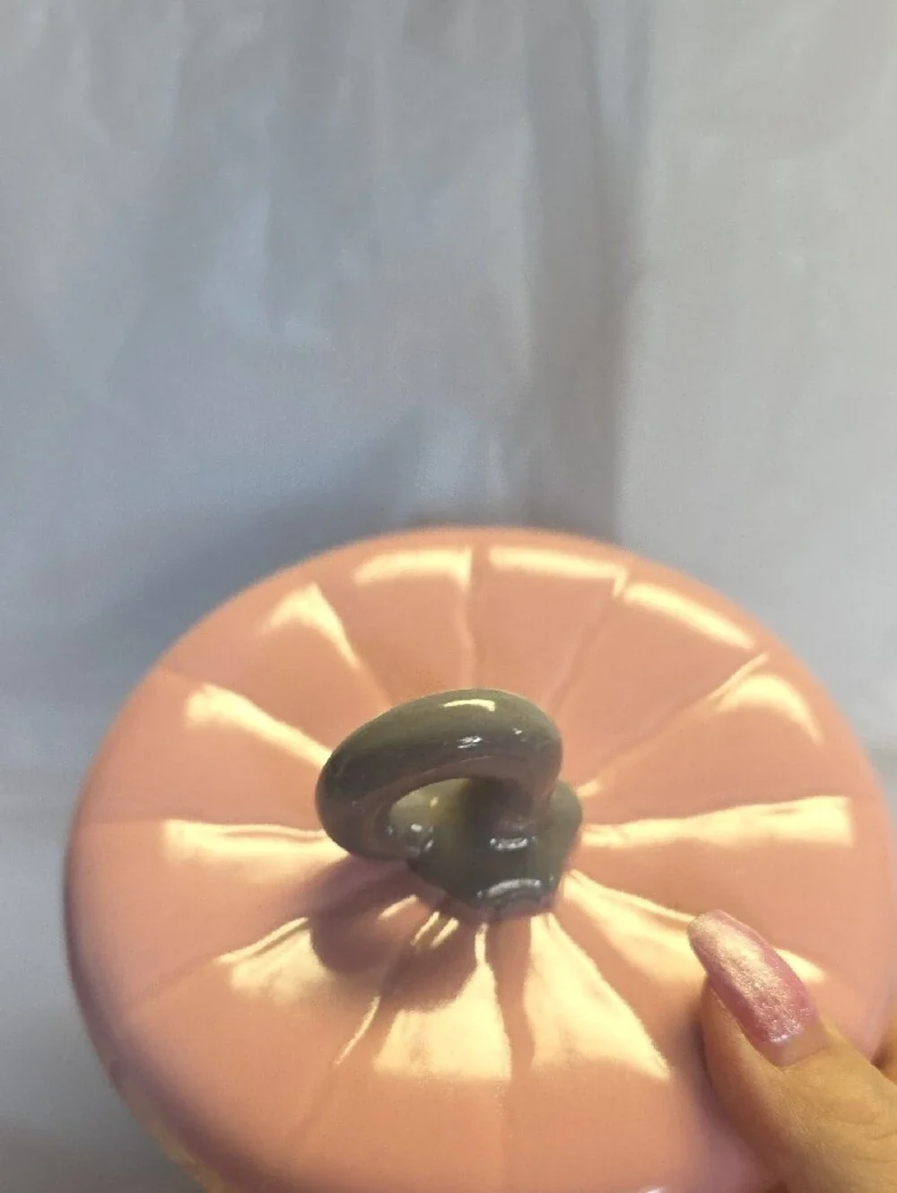 Vintage Hoenig Of California Pink Ceramic Lidded  Jar with Gray Handle